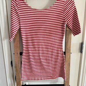 Banana Republic Red and White Striped Women's Top